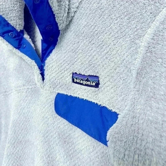 Patagonia 1/4 Snap Fleece Pullover Womens Small Gray Blue Pockets - Picture 4 of 7